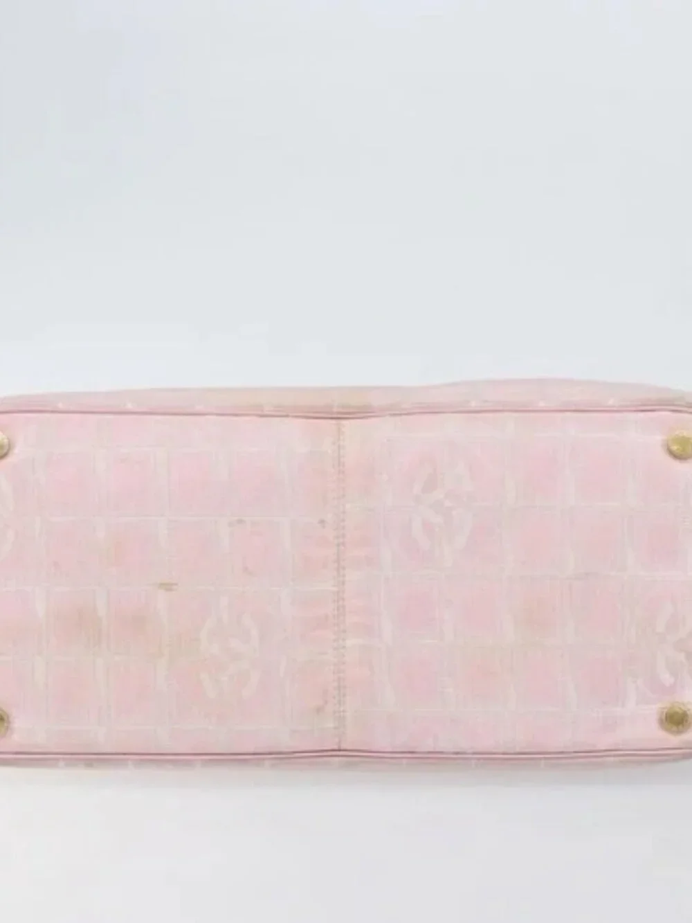 CHANEL New Travel Line Tote Bag Nylon Pink Gold CC Auth mr1511